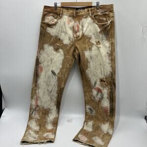 VINTAGE AKOO No Rivals Denim Jeans Distressed Zip Fly Men’s Size 40x32
